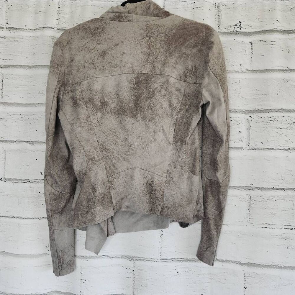 BNCI by Blanc Noir Womens Gray Asymmetrical Zipper Suede Moto Jacket Size Medium - Picture 7 of 13